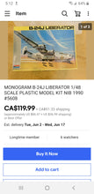 MONOGRAM B-24J LIBERATOR MODEL AIRPLANE KIT