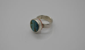 "THE BLUE OCEAN" TURQUOISE, STERLING SILVER and COPPER RING