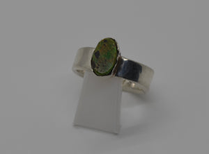 'SPECKLED EGG' TURQUOISE, STERLING SILVER AND COPPER RING
